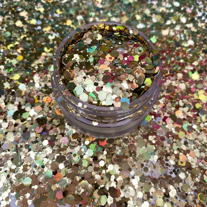 Biodegradable Chunky Glitter 10g Gold Holographic & Metallic - Pro GLITZ