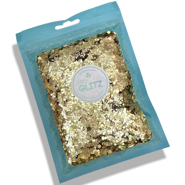 Biodegradable Chunky Glitter 50g Gold Holographic & Metallic - Pro GLITZ