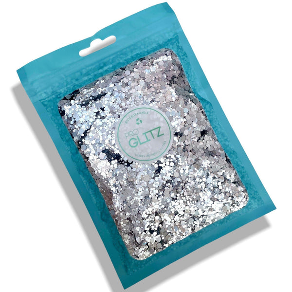 Biodegradable Chunky Glitter 50g Silver Holographic & Metallic - Pro GLITZ